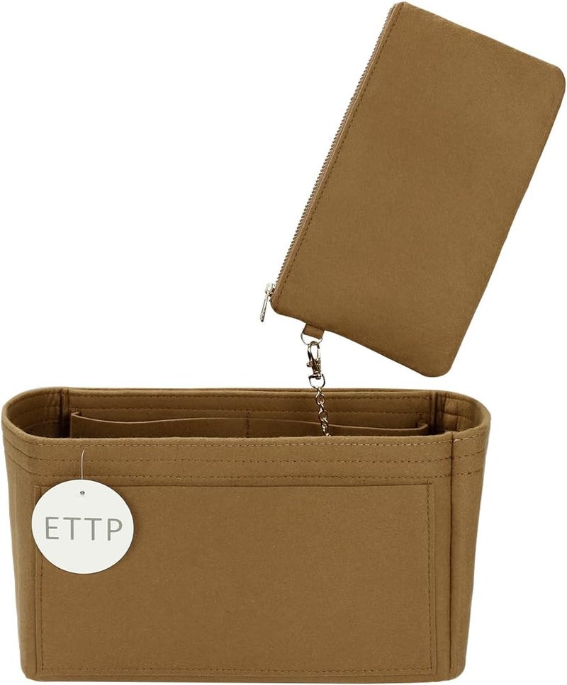 ETTP Purse Organizer Insert For Handbags, Tote Bag Organizer Insert, Handbag Organizer For Tote & Handbags, Compatible with Neverful Speedy and More (Slender Large,Lighting Coffee) - Image 1